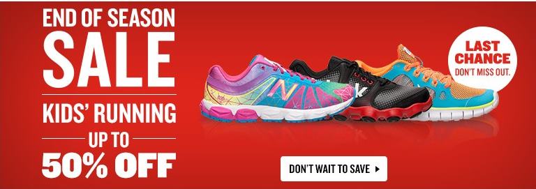 Finish Line – End of Season Sale – Kids Running Shoes 30% off!