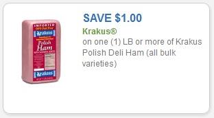 Coupon – $1.00 off one LB or more Krakus Polish Deli Ham