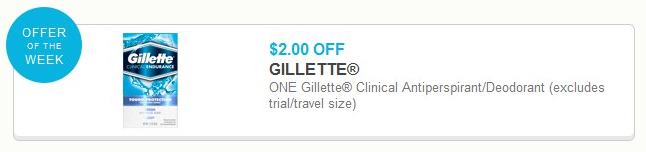 Coupon – SAVE $2.00 Gillette Clinical Antiperspirant/Deodorant