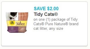 Coupon – $2.00 off Tidy Cats Pure Nature cat litter