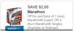 Coupon – $2.00 off purchase of 1 pack or 4 singles Marathon