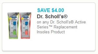 Coupon – SAVE $4.00 Dr. Scholl’s Active Series Replacement Insoles