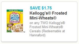 Coupon – $1.75 off any TWO Kellogg’s Frosted Mini-Wheats Cereals