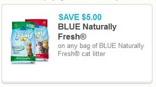 Coupon – $5 off BLUE Naturally Fresh cat litter