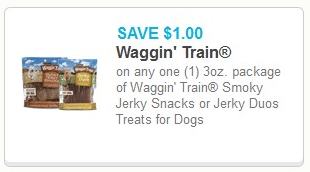 $1.00 off 3oz. Waggin' Train Smoky Jerky Snacks or Jerky Duos Treats for dogs