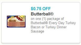 Coupon – $0.75 off one Butterball Turkey Bacon or Sausage