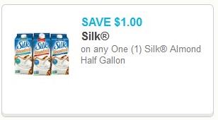 SAVE $1.00 on any one (1) Silk Almond Half Gallon