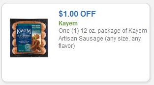 Coupon – SAVE $1.00 on one (1) Kayem Artisan Sausage