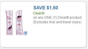 Coupon – $1.50 on any one (1) Clear product