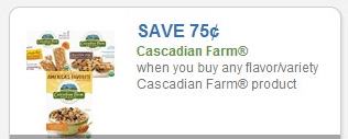 SAVE - $0.75 off when you buy any flavor/variety Cascadian Farm product