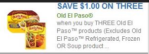 Coupon – $1.00 off (3) Old El Paso products