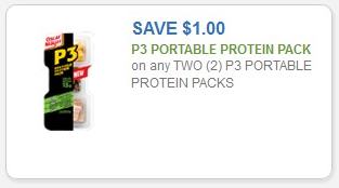 Coupon - $1.00 on any two (2) P3 Portable Protein Packs