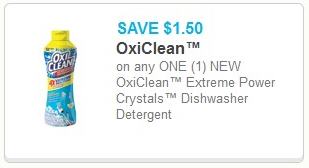 Coupon – SAVE $1.50 OxiClean Extreme Power Crystals Dishwasher Detergent