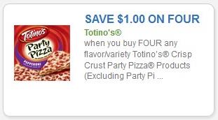 Coupon – $1.00 off (4) Totino’s Crisp Crust Party Pizza Products