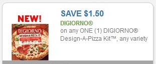 Coupon – $1.50 on any one (1) Digiorno Design-A-Pizza Kit, any variety