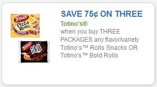 Coupon – $0.75 off (3) Totino’s Rolls Snacks or Totino’s Bold Rolls