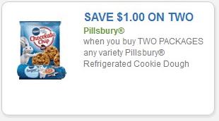 Coupon – $1.00 off (2) Pillsbury Refrigerated Cookie Dough