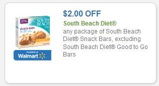 $2.00 off any package of South Beach Diet Snack Bars, excluding South Beach Diet Good to Go Bars