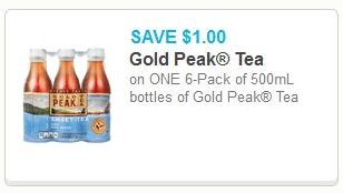 SAVE - $1.00 off ONE (1) 6-pack 500mL bottles of Gold Peak Tea