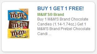 SAVE - Buy 1 Get 1 Free! Buy 1 M&M's Brand Chocolate Candies (1.14-1.74oz) Get M&M's Pretzel Chocolate Candies Free