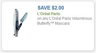 Coupon – $2.00 on any L’Oreal Paris Voluminous Butterfly Mascara