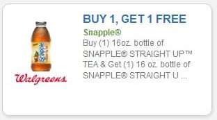 Coupon – Buy 1. Get 1 Free Snapple Straight up tea 16oz bottle