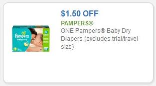 Coupon – $1.50 off one Pampers Baby Dry Diapers