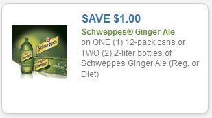 SAVE $1.00 Schweppes Ginger Ale on one (1) 12 pk cans or two (2) 2-liter bottles (Reg. or Diet)