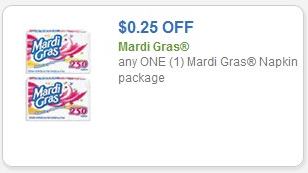 Coupon – $0.25 Mardis Gras Napkin package