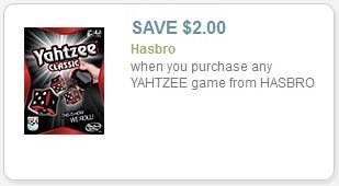 Coupon – Hasbro Yahtzee, Twister, Jenga, Game of Life games