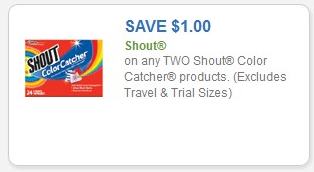 Coupon – $1.00 on any two (2) Shout Color Catcher products