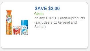 Coupon – $2.00 off on any three (3) Glade products