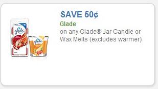 Coupon – $0.50 off on any Glade Jar Candle or Wax Melts