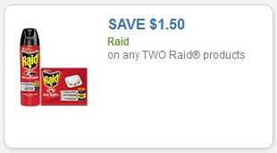 Coupon – $1.50 off on any two (2) Raid products