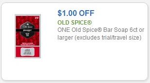 Coupon – $1.00 on any one (1) Old Spice Bar Soap 6ct or larger