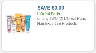 Coupon - $3.00 off (2) L'Oreal Paris Hair Expertise Products