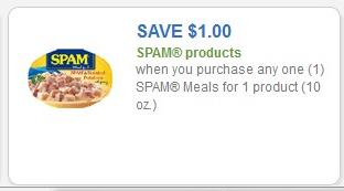 SAVE - $1.00 when you purchase any one (1) Spam Meals for 1 product (10oz)