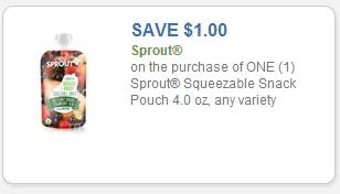 Coupon – $1.00 off (1) Sprout squeezable snack pouch