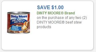 Coupon – $1.00 off  (2) Dinty Moore beef stew products