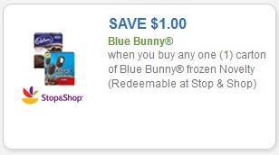 Coupon – $1.00 off (1) carton of Blue Bunny frozen Novelty