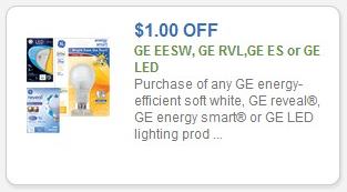 Coupon – $1.00 off GE soft white, reveal, energy smart or LED lighting