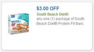 Coupon – $3.00 off (1) package of South Beach Protein Fit Bars