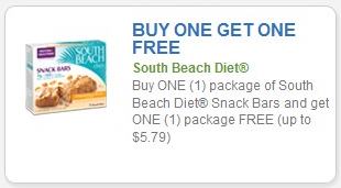 Coupon – BOGO free South Beach Diet Snack Bars