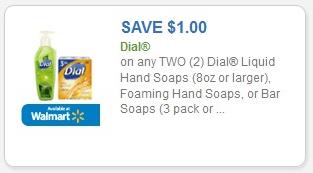 Coupon - $1.00 on any two (2) Dial Liquid Hand Soaps