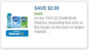 Coupon – $2.00 on any two (2) Dial Body Washes or Bar Soaps