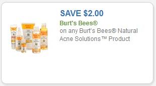 Coupon – $2.00 on any Burt’s Bees Natural Acne Solutions Product