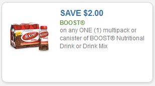 Coupon – $2.00 off one (1) Boost Nutritional Drink or Drink Mix