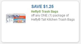 Coupon – $1.25 off (1) Hefty Tall Kitchen Trash Bags