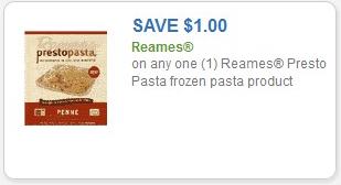 Coupon – $1.00 off (1) Reames Presto Pasta frozen pasta product