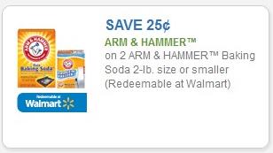 Coupon – $0.25 off (2) Arm & Hammer Baking Soda